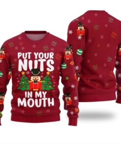 Alternative view of Put Your Nuts In My Mouth Inappropriate Ugly Christmas Sweater 