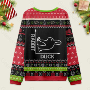 Alternative view of Rabbit or Duck Funny Black Ugly Christmas Sweater Sweatshirt