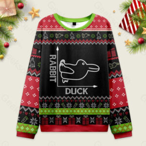 Rabbit or Duck Funny Black Ugly Christmas Sweater Sweatshirt