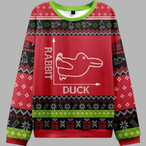 Rabbit or Duck Funny Red Ugly Christmas Sweater - gullprint.com