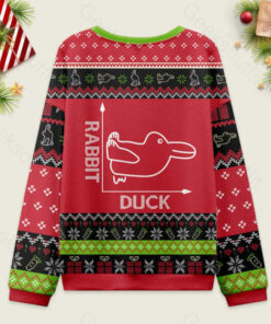 Alternative view of Rabbit or Duck Funny Red Ugly Christmas Sweater Sweatshirt