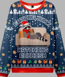 Raccoon Eats Pie Christmas Ugly Sweater