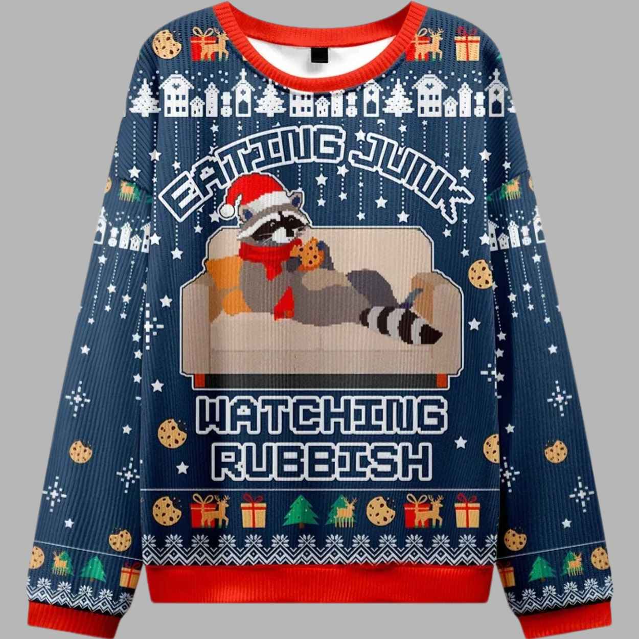 Raccoon Eats Pie Christmas Ugly Sweater - gullprint.com