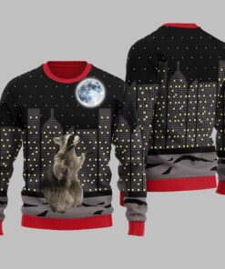 Alternative view of Raccoon Look At Moon Ugly Sweater 2025 Christmas 