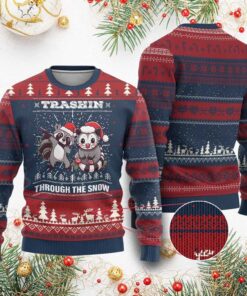 Raccoon Trashin Through The Snow Ugly Christmas Sweater 