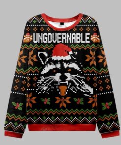 Alternative view of Raccoon Ungovernable Ugly Sweater 2025 Christmas 