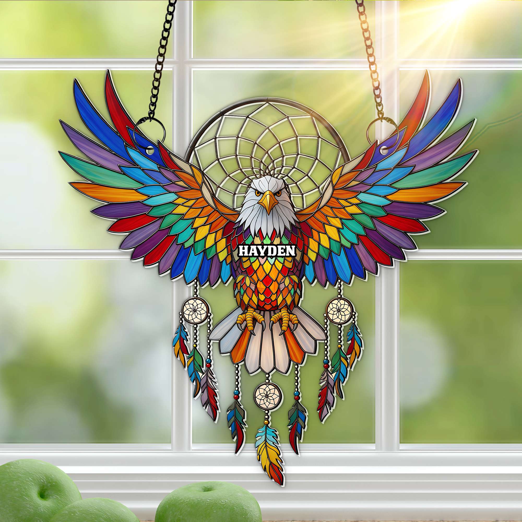 Radiant Winged Spirit Native American Suncatcher - Personalized Gifts For Boho Lovers 01NALU080725 - Image 3