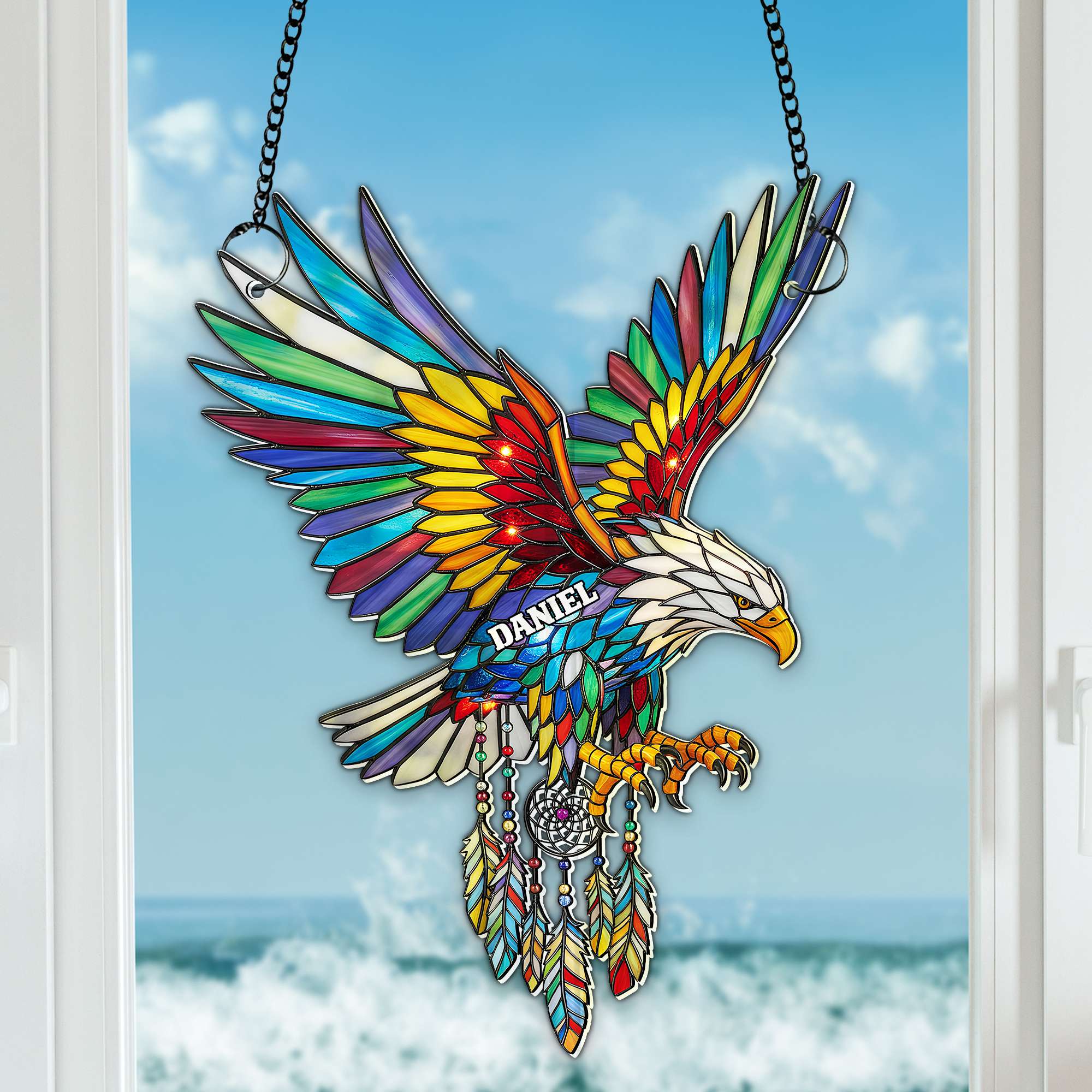 Radiant Winged Spirit Native American Suncatcher - Personalized Gifts For Boho Lovers 01NALU080725