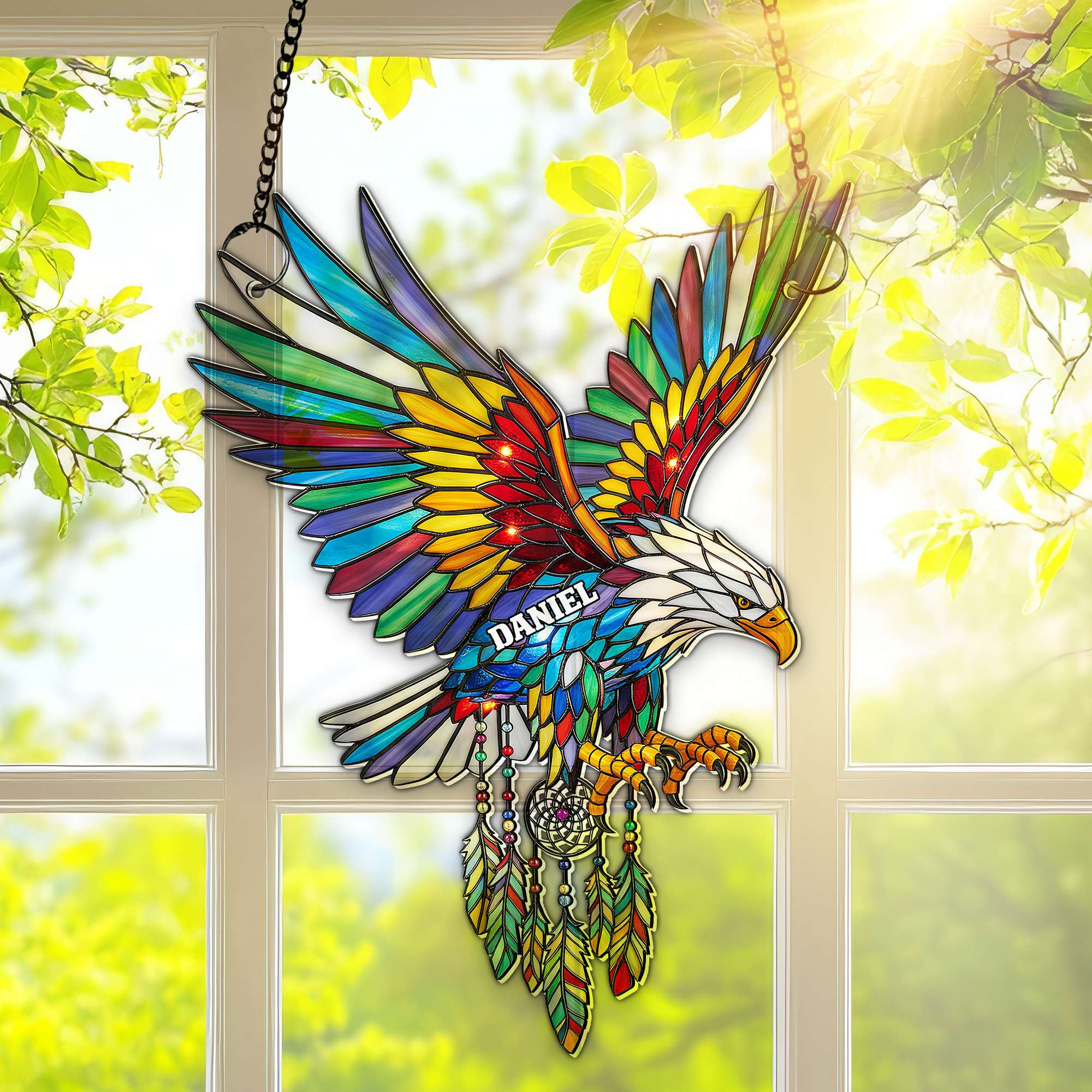 Radiant Winged Spirit Native American Suncatcher - Personalized Gifts For Boho Lovers 01NALU080725 - Image 4