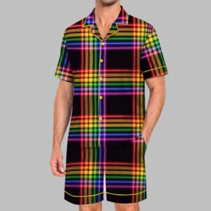 Rainbow Plaid Pride Month Love Is Love Print Pajama Set