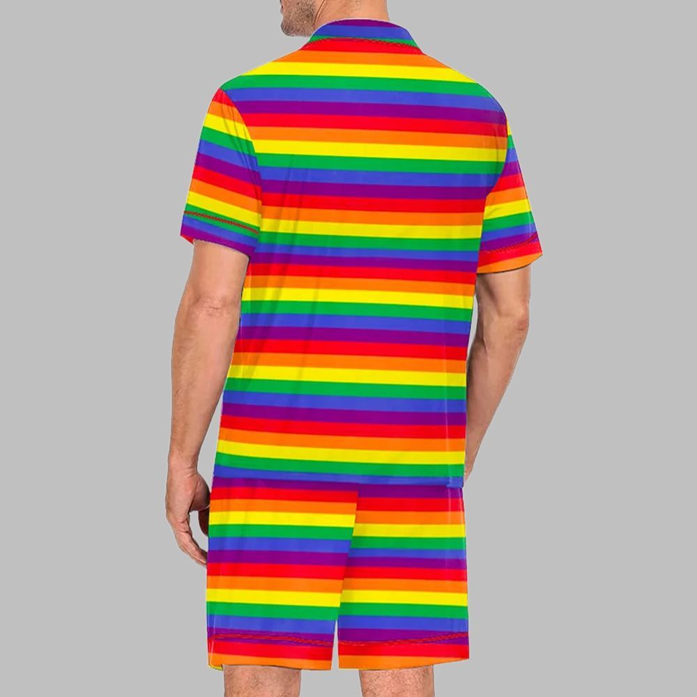 Rainbow Pride Stripes Pride Month Love Is Love Print Pajama Set - Image 3