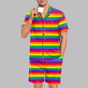 Alternative view of Rainbow Pride Stripes Pride Month Love Is Love Print Pajama Set