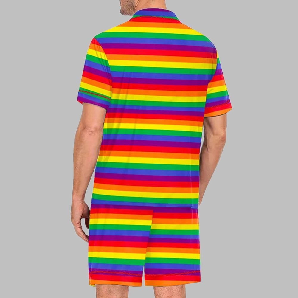 Rainbow Pride Stripes Pride Month Love Is Love Print Pajama Set - Image 3
