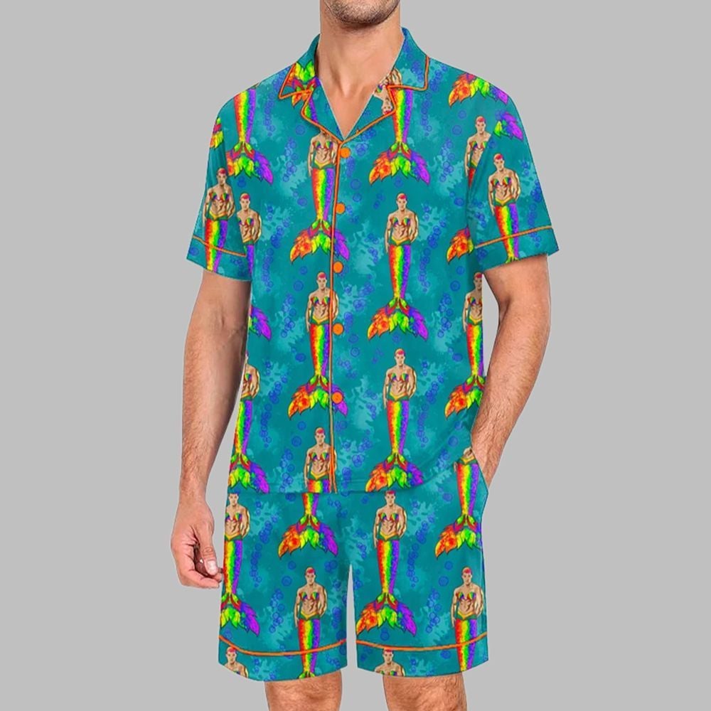 Rainbow Seashell Pride Merman Pride Month Love Is Love Print Pajama Set