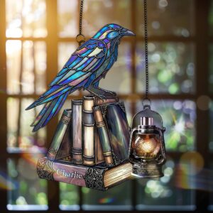 Raven on Books Gothic Suncatcher Ornament  - Personalized Gifts For Book Lover 01PGMG150825