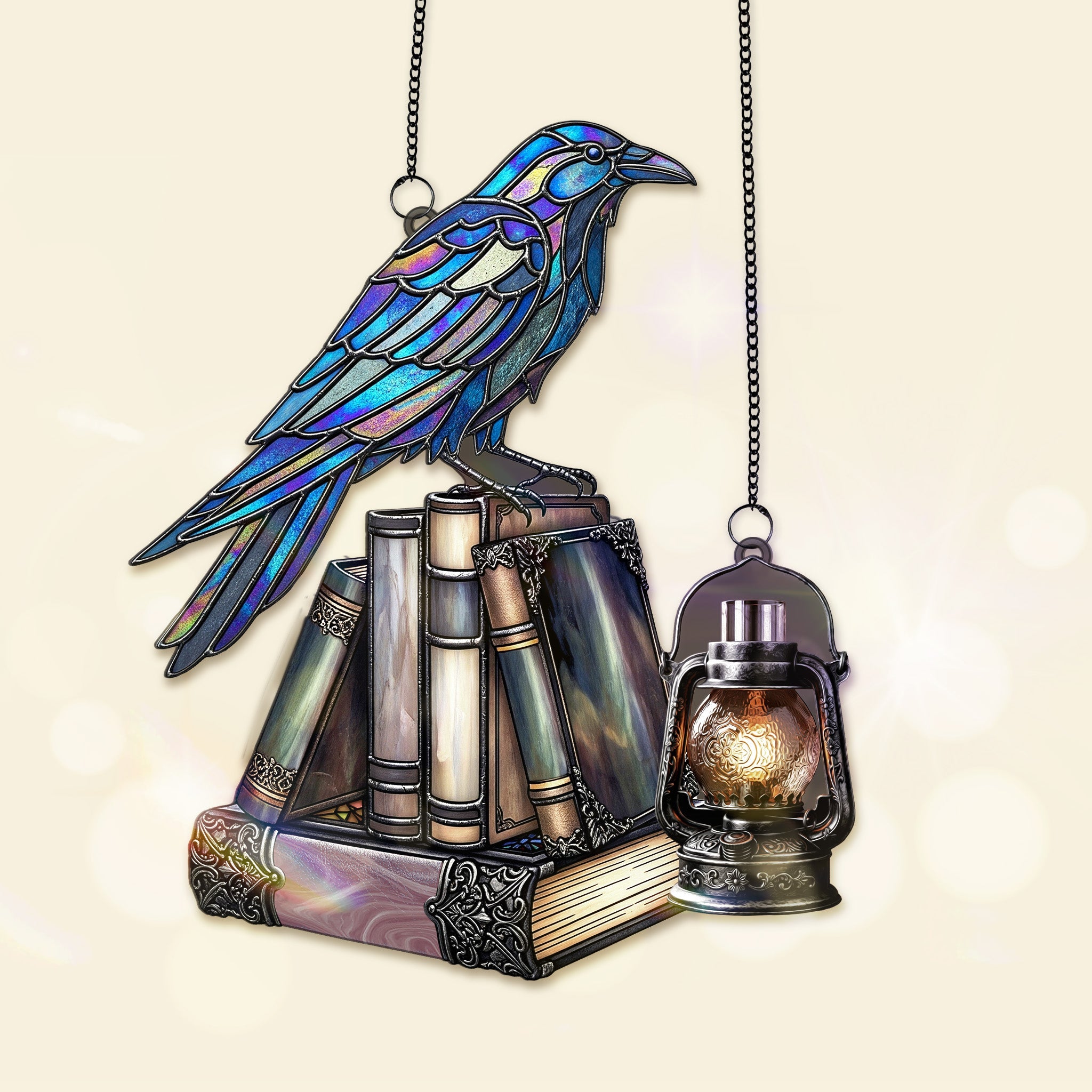 Raven on Books Gothic Suncatcher Ornament - Personalized Gifts For Book Lover 01PGMG150825 - Image 3