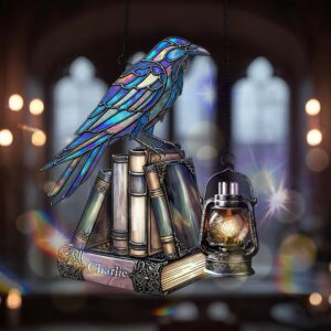 Alternative view of Raven on Books Gothic Suncatcher Ornament  - Personalized Gifts For Book Lover 01PGMG150825
