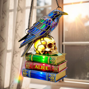 Raven & Skull Suncatcher Ornament Personalized Gifts For Book Lovers 01NADT140825