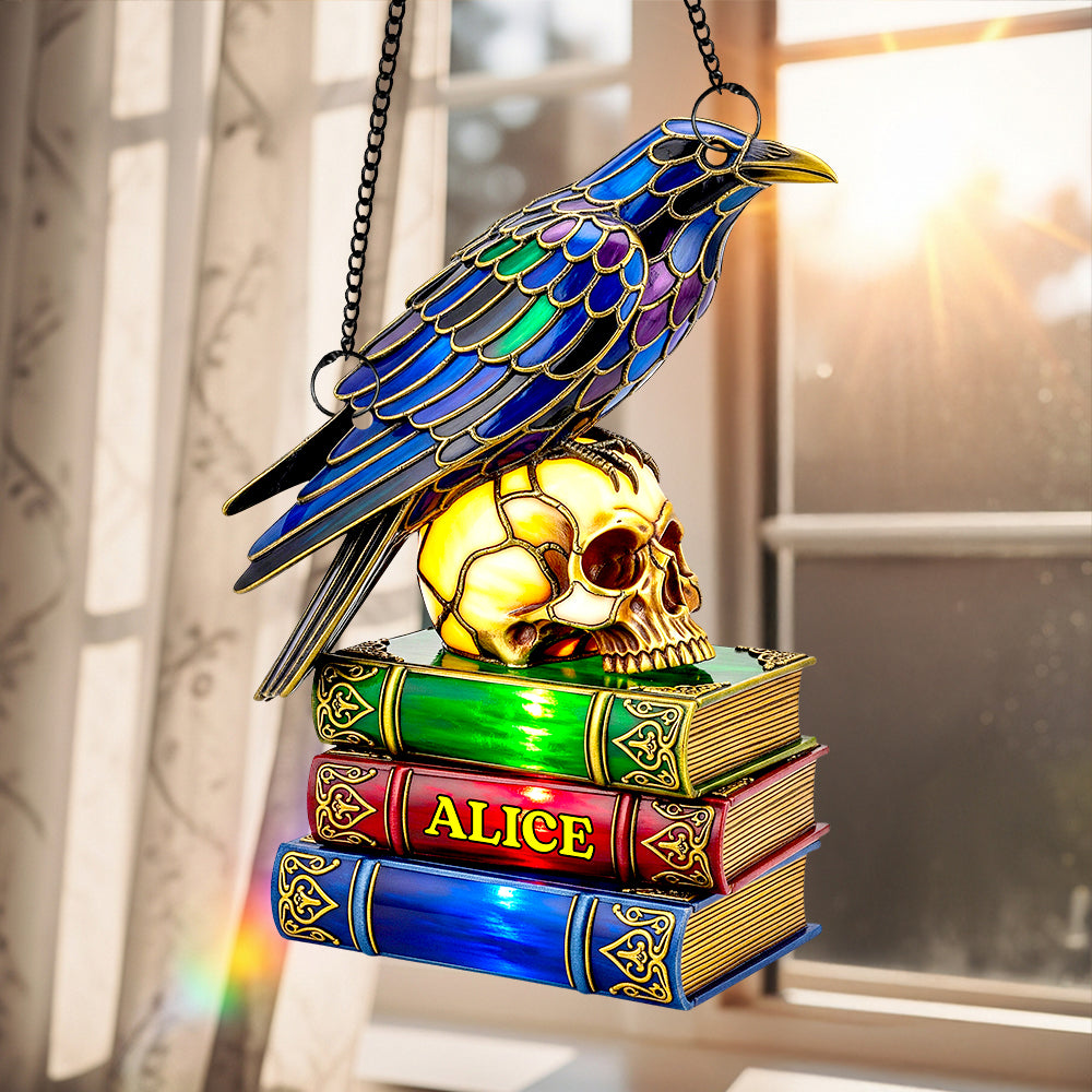 Raven & Skull Suncatcher Ornament Personalized Gifts For Book Lovers 01NADT140825