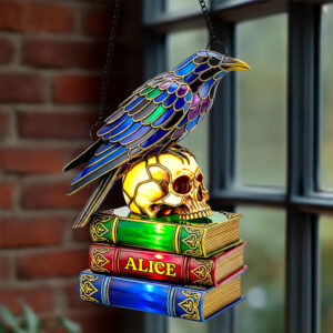 Alternative view of Raven & Skull Suncatcher Ornament Personalized Gifts For Book Lovers 01NADT140825