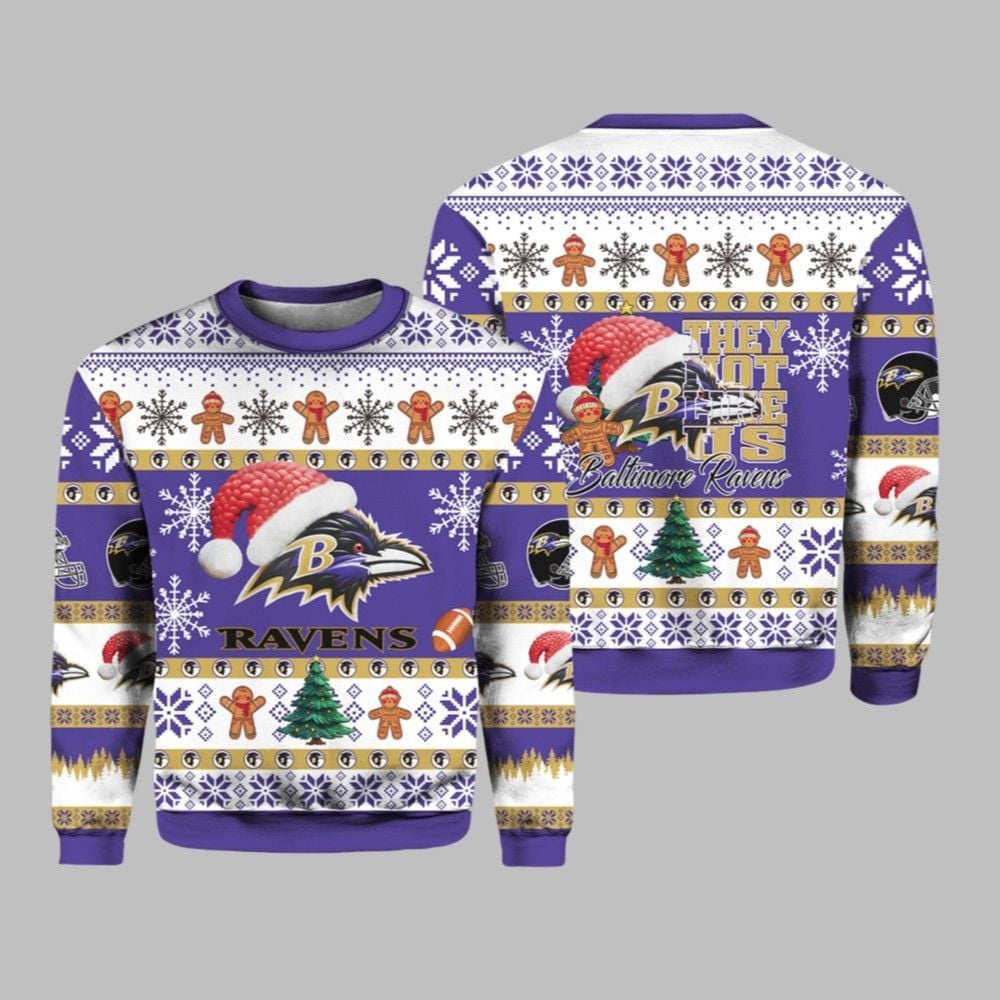 Ravens Santa They Not Like Us Ugly Christmas Sweater - Grishko.com