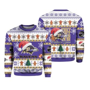 Alternative view of Ravens Santa They Not Like Us Ugly Christmas Sweater - Grishko.com