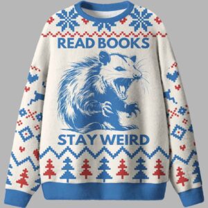 Alternative view of Read Books Stay Weird Ugly Christmas Sweater - gullprint.com