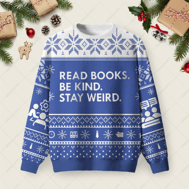 Read Books Ugly Christmas Fuzzy Fleece Sweatshirt