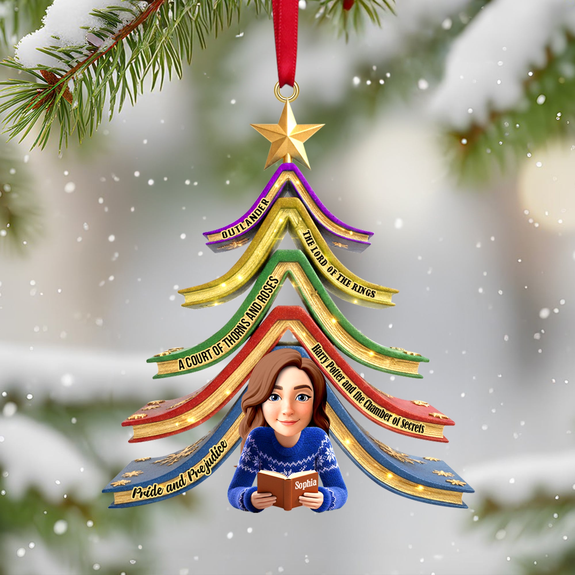 Alternative view of Reading Girl Personalized Gifts For Book Lovers Christmas Ornament 03ohtn271025