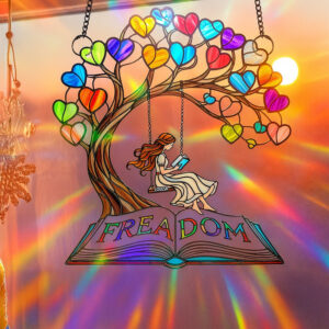 Reading Girl Suncatcher Ornament Personalized Gifts for Book Lovers 04QHDT160725