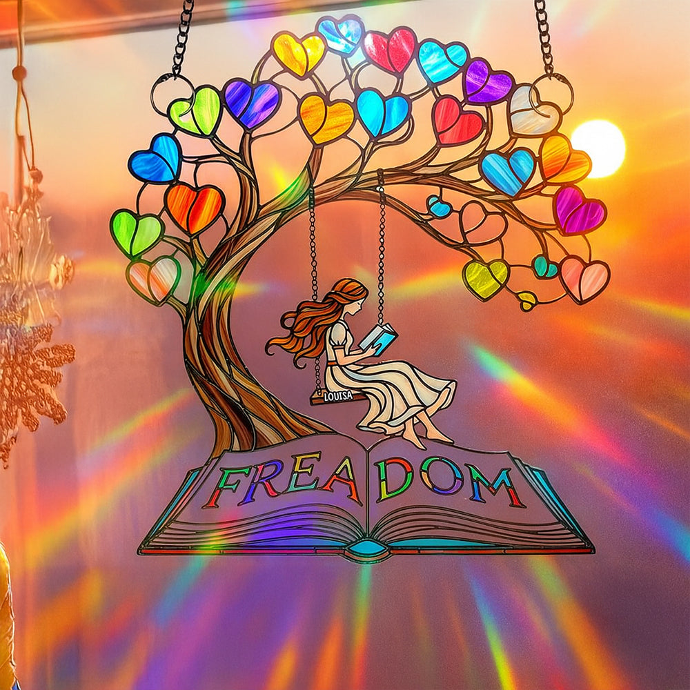 Reading Girl Suncatcher Ornament Personalized Gifts for Book Lovers 04QHDT160725