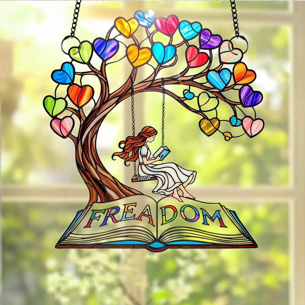 Alternative view of Reading Girl Suncatcher Ornament Personalized Gifts for Book Lovers 04QHDT160725
