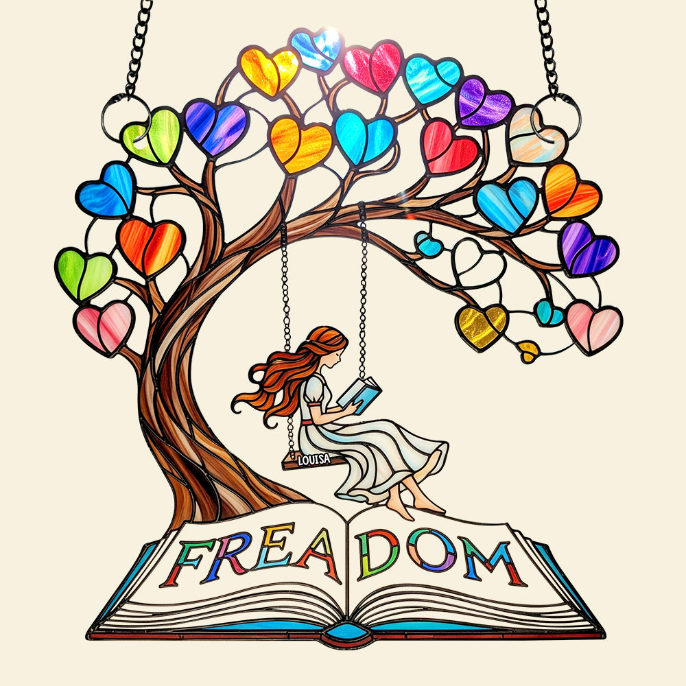 Reading Girl Suncatcher Ornament Personalized Gifts for Book Lovers 04QHDT160725 - Image 3