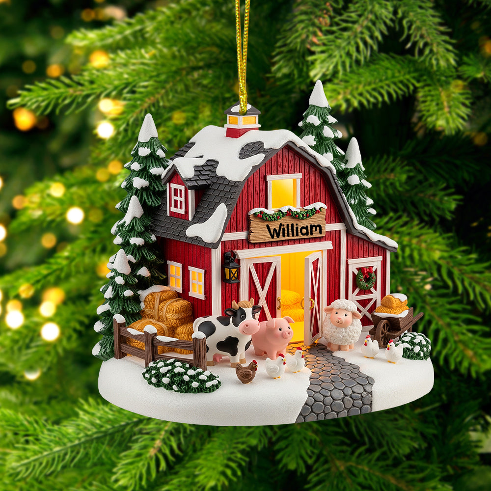 Red Barn Miniature House Acrylic Ornament Personalized Gifts For Farmer 06pgtn090825 - Image 3