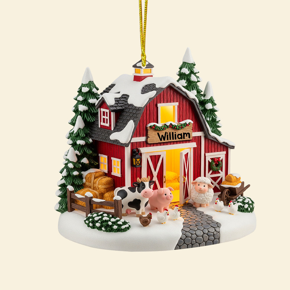 Red Barn Miniature House Acrylic Ornament Personalized Gifts For Farmer 06pgtn090825 - Image 4