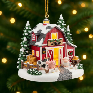 Red Barn Miniature House Acrylic Ornament Personalized Gifts For Farmer 06pgtn090825