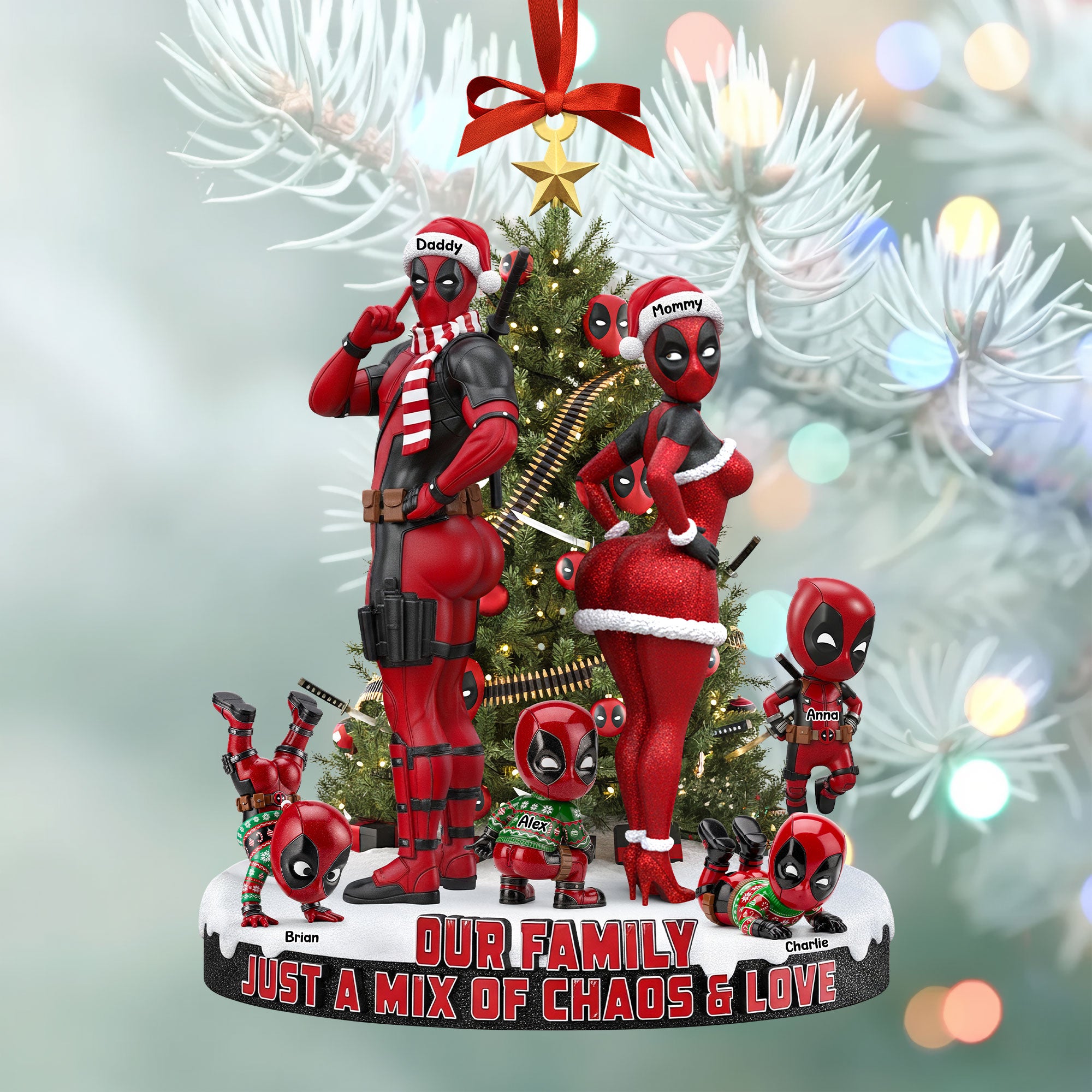 Red Masked Family Ornament - Personalized Gifts For Family 06nati190925