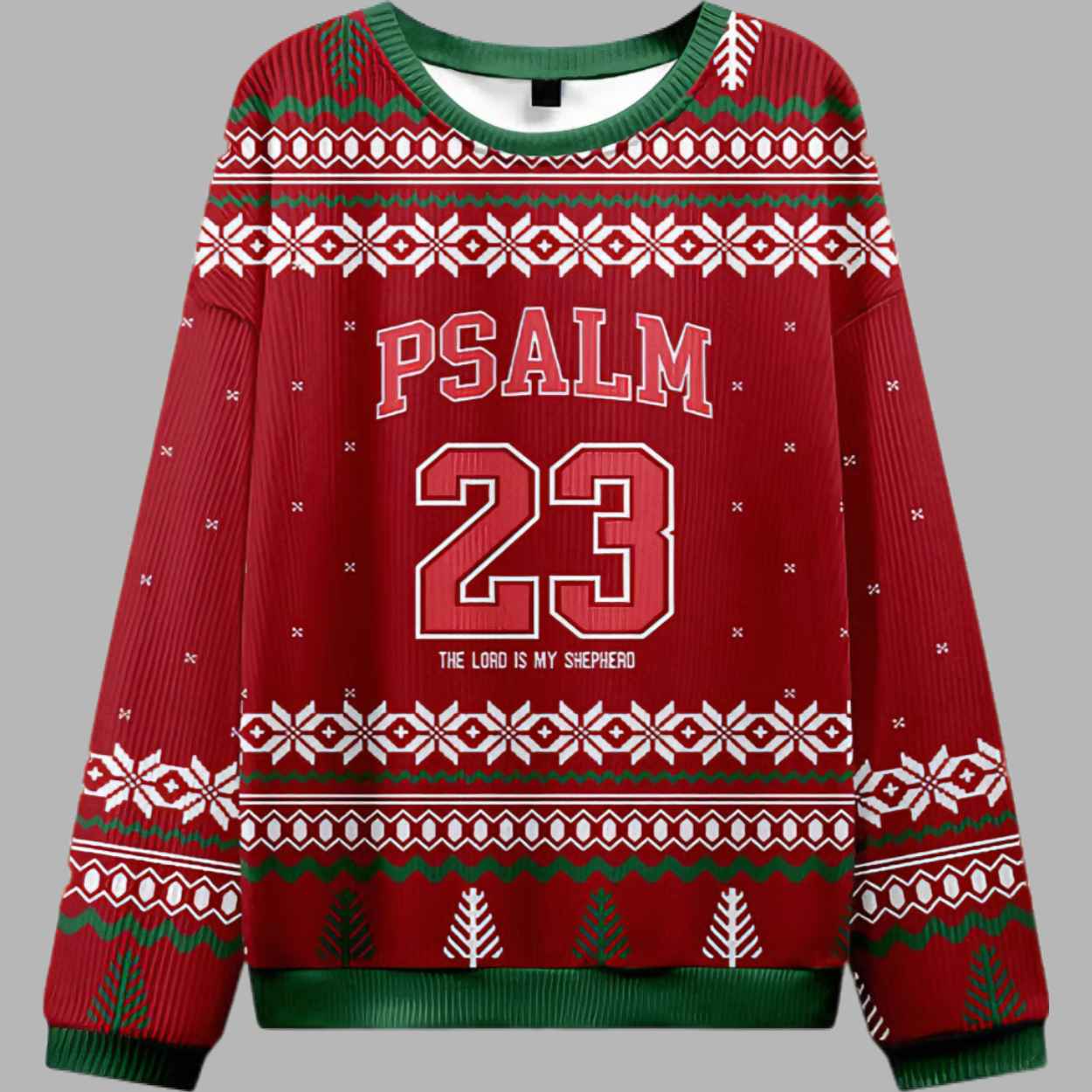 Red Psalm 23 Christian Ugly Christmas Sweater - gullprint.com