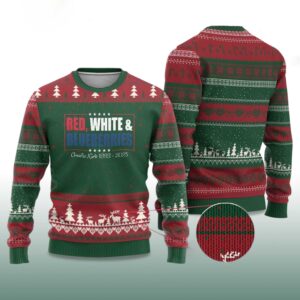 Alternative view of Red White and Blueberries Charlie Kirk 1993 2025Ugly Christmas Sweater