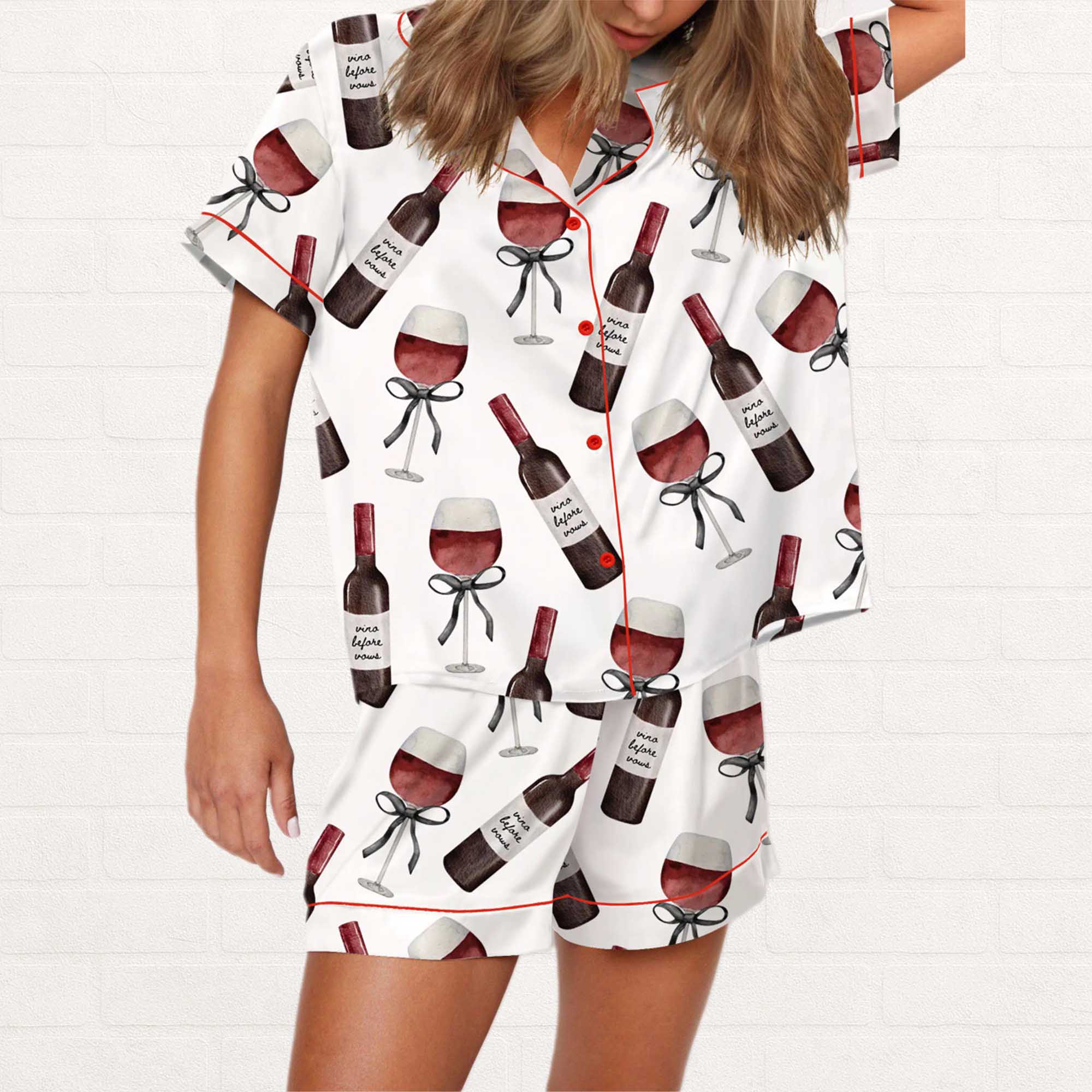 Red Wine Silky Satin Pajama Set