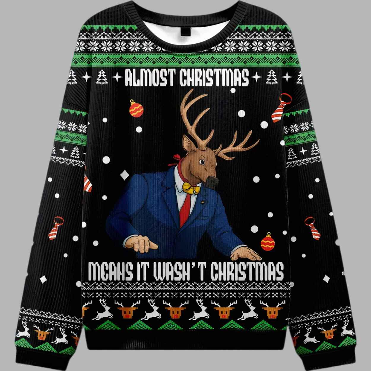Reindeer Man Funny Ugly Christmas Sweater - gullprint.com