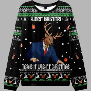 Alternative view of Reindeer Man Funny Ugly Christmas Sweater - gullprint.com