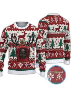 Reindeer Snowflake Crown Royal Black Ugly Christmas Sweater