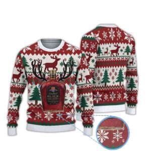 Reindeer Snowflake Crown Royal Black Ugly Christmas Sweater
