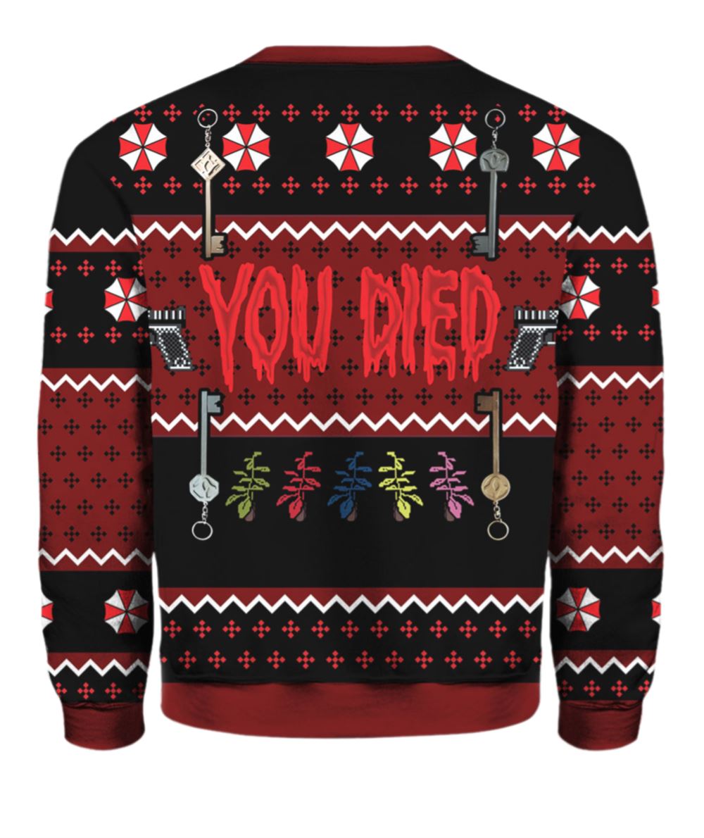 Alternative view of Resident Evil You Died Ugly Christmas Sweater - Grishko.com