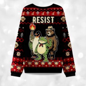 Alternative view of Resist Animal Christmas Ugly Christmas Sweater