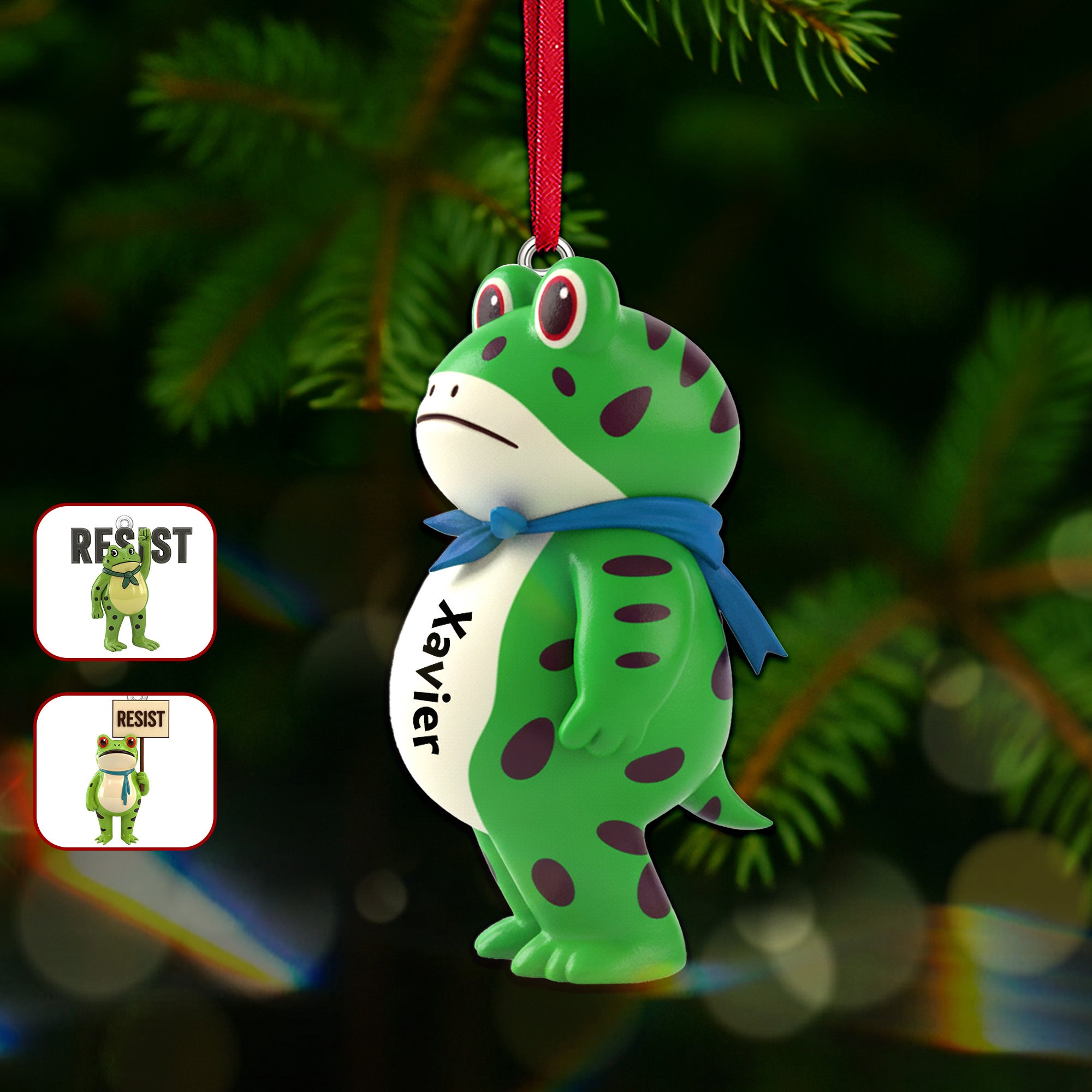 Alternative view of Resist Frog Ornament – Personalized Christmas Gift 03namg241025