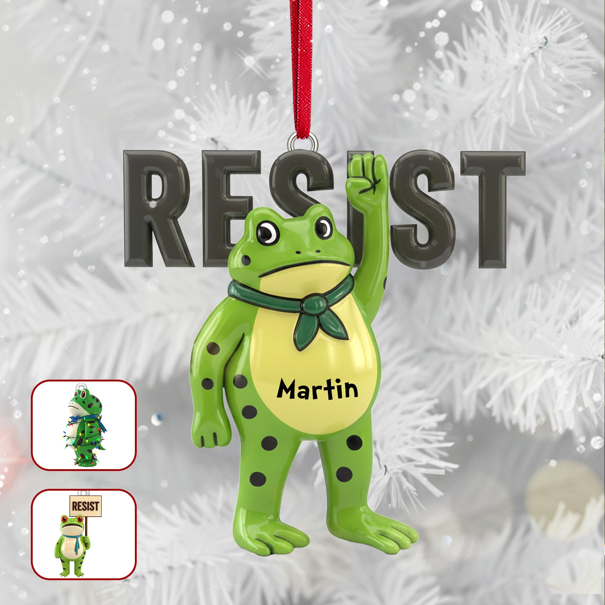 Resist Frog Ornament – Personalized Christmas Gift 03namg241025