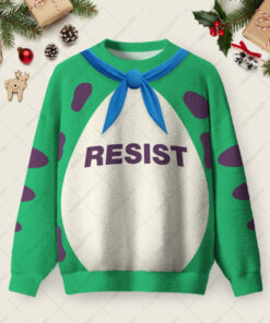 Resist Frog Suit Ugly Christmas Fuzzy Fleece Sweatshirt
