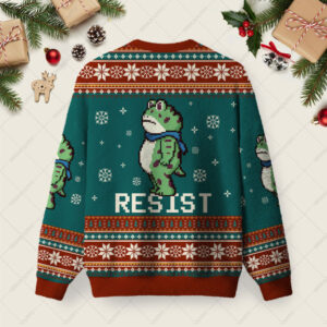Alternative view of Resist Frog Ugly Christmas Fuzzy Fleece Sweatshirt